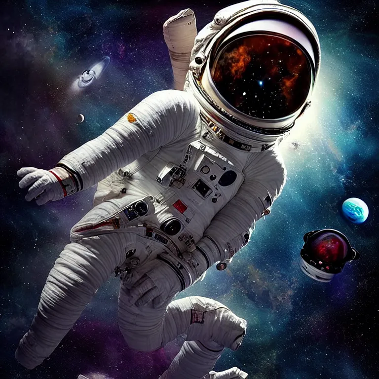 Image similar to epic professional digital art of terrified astronaut in spacesuit plummeting out of space, painted,, horror, leesha hannigan, wayne haag, reyna rochin, ignacio fernandez rios, mark ryden, iris van herpen, best on artstation, best on cgsociety, epic, stunning, gorgeous, much wow, cinematic, masterpiece