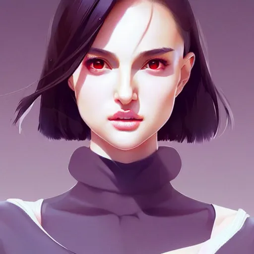 Image similar to a beautiful young japanese natalie portman alluring instagram model in crop top, large chest, by guweiz and wlop and ilya kuvshinov and artgerm, symmetrical eyes, aesthetic, gorgeous, stunning, alluring, attractive, artstation, deviantart, pinterest, digital art