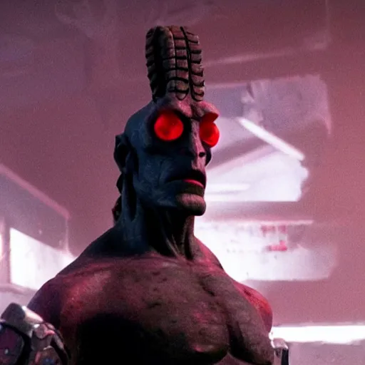 Prompt: a still from the movie hellboy crossover with the game rez