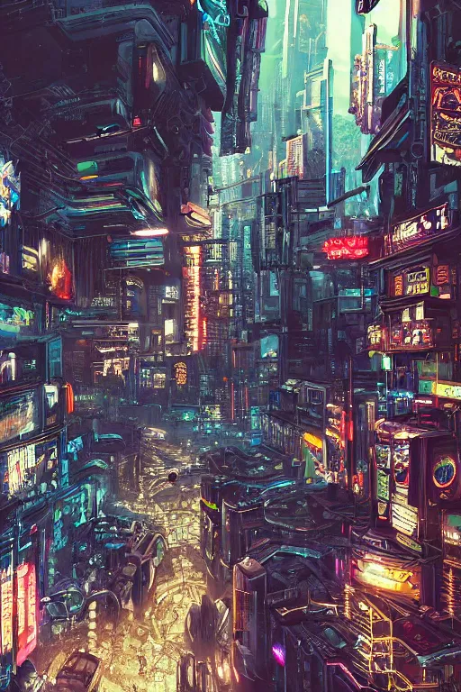 Image similar to an intricate cyberpunk background fully detailed. small details. sharp focus