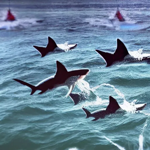 Image similar to photo of a fire spout with sharks in it, sharknado,