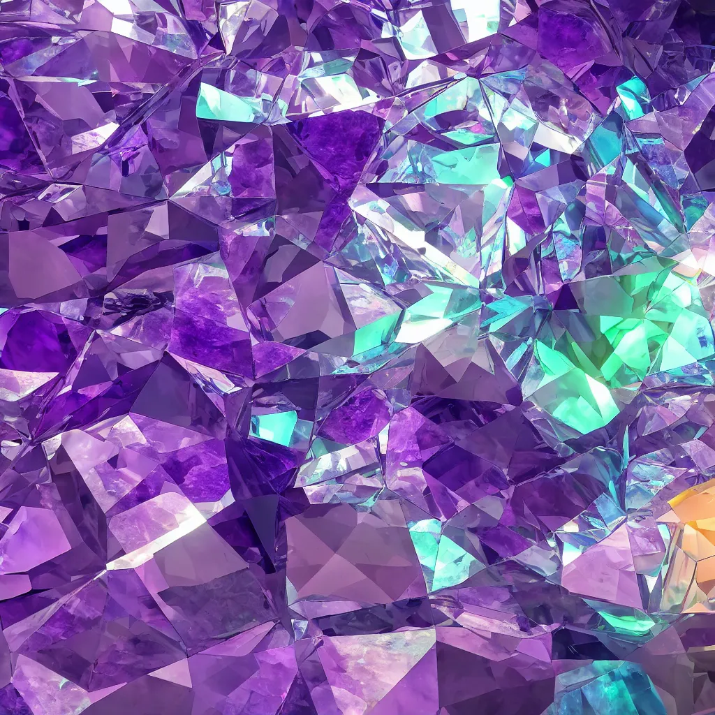 Prompt: amethyst gemstone prism geo stylized multicolorful global illumination ray tracing advended technologie