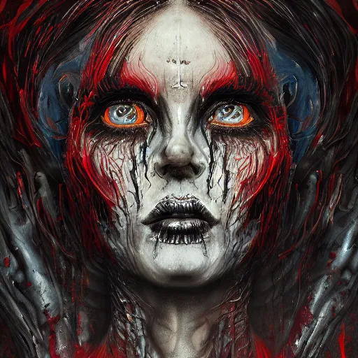 Image similar to woman, hell, horror, popular fantasy art abstract painting generated by artificial intelligence, 8K UHD, trending on artstation, extremely detailed