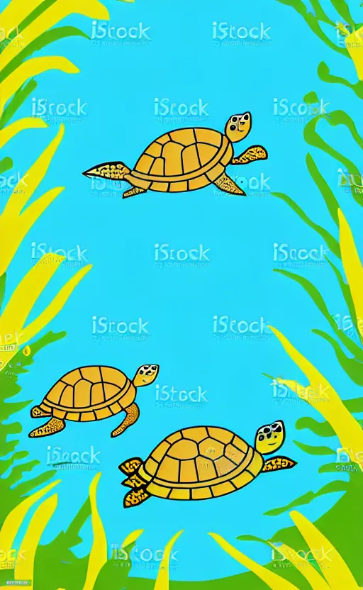 Image similar to sea turtles swimming in the ocean, vector art, illustration