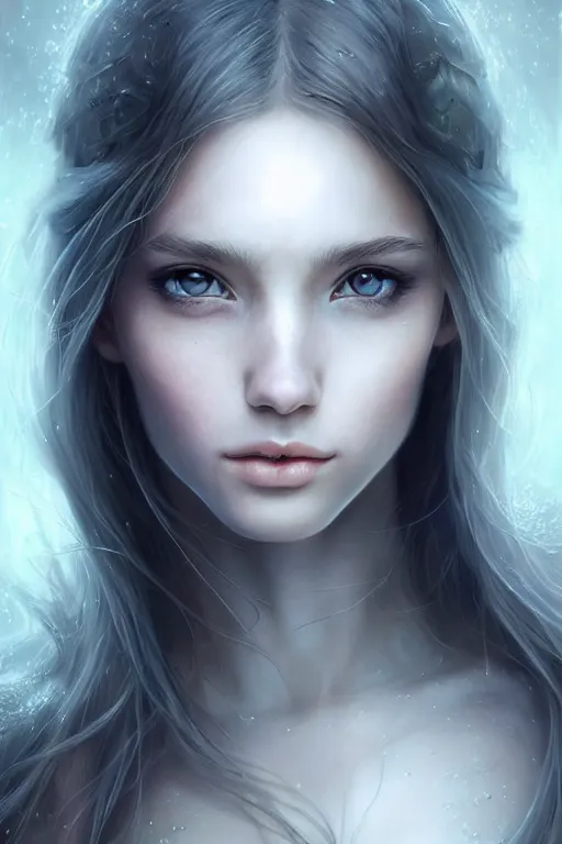 Image similar to a photorealistic portrait of an attractive young girl, semi-clothed in ethereal armor, emitting psychic powers, beautiful bone structure, perfectly proportioned face, perfect eyes, intricate, elegant, highly detailed, hyper detailed, volumetric lighting, trending on tumblr, by artgerm, by loish, fantasy scene, fantasy aesthetic, trending on Artstation