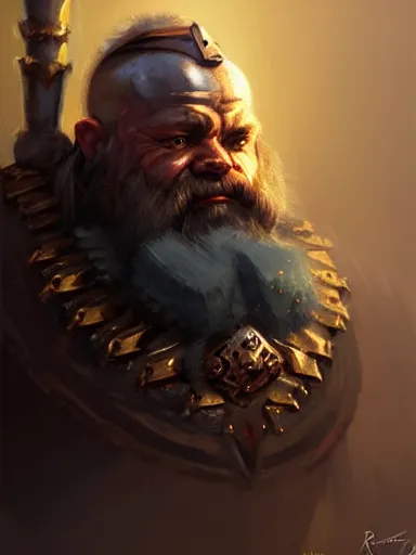 Image similar to a dwarf cleric dnd character, ornamented armor, oil painting, Tooth Wu, Greg Rutkowski, RPG portrait, dynamic lighting, fantasy art, High contrast, depth of field