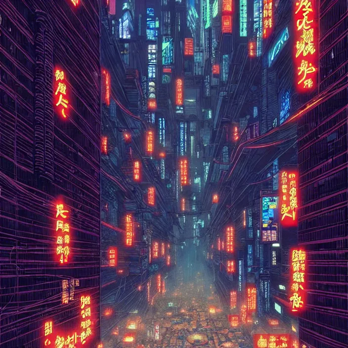 Image similar to a cyberpunk city, by satoshi kon, highly detailed, intricate, warm lighting