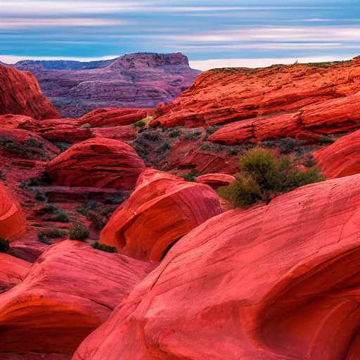 Prompt: a hidden stone city in the red rocks of glen canyon, utah, beautify lighting