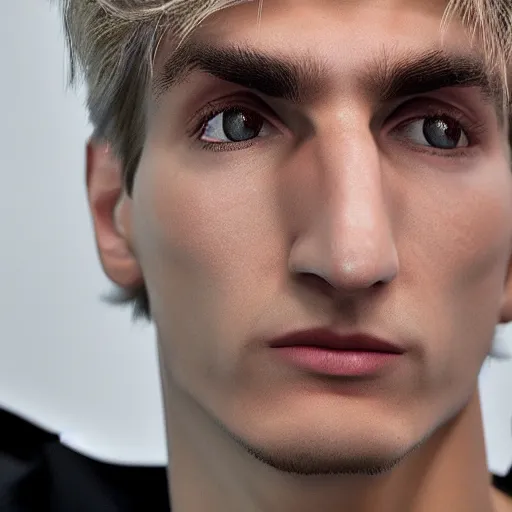Prompt: a closeup shot of handsome xqc, gigachad, strong jawline, photorealism, 8k
