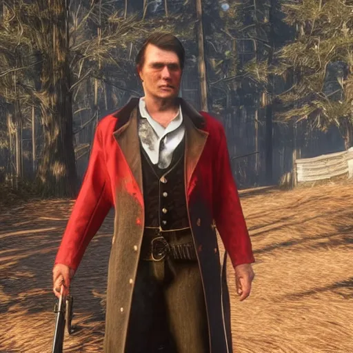 Image similar to Viktor Yushchenko as The American Psycho in Red Dead Redemption 2