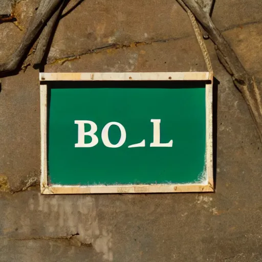 Image similar to a sign with written boal