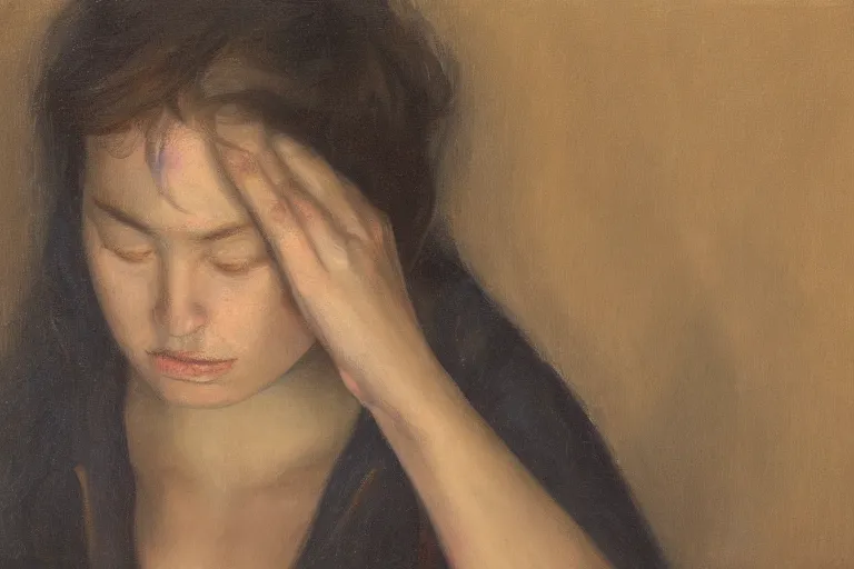 Image similar to 'adequately informed sadness', Oil on Linen, private collection, masterpiece