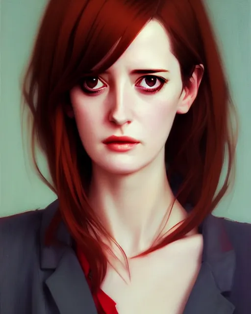 Image similar to portrait Anime as eva green girl cute-fine-face, brown-red-hair pretty face, realistic shaded Perfect face, fine details. Anime. realistic shaded lighting by Ilya Kuvshinov katsuhiro otomo WLOP Jeremy Lipkin and Giuseppe Dangelico Pino and Michael Garmash and Rob Rey