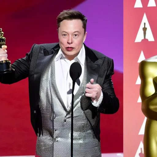 Prompt: Elon musk winning an oscar