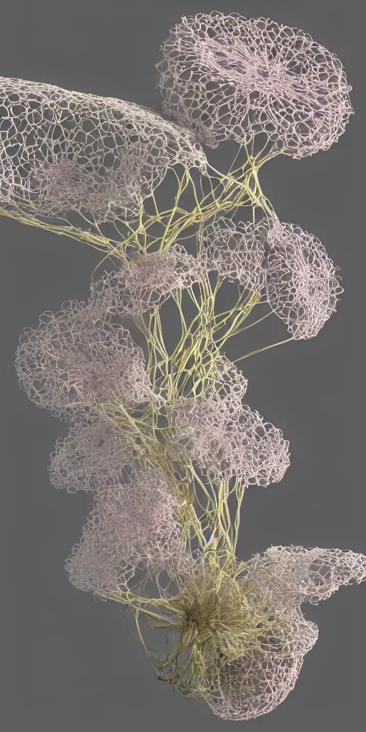 Prompt: a render of a 3 d organic structure, wilted flowers, c 4 d, by zhelong xu and ernst haeckel, hyper realistic, plain background, 8 k, volumetric lightning, trending on artstation