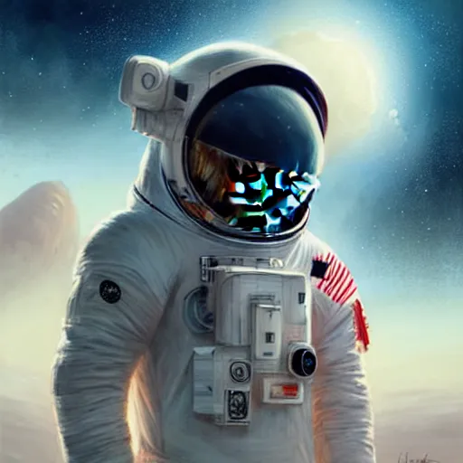 Image similar to a lion wearing an astronaut suit,digital art,ultra realistic,ultra detailed,art by greg rutkowski,hyperdetailed,detailed face,photorealiatic,professional lighting