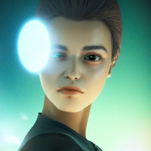 Image similar to glowing orb of blue plasma energy with feminine facial features dramatic lighting, hdr, hyper realistic, octane, unreal, blender, raytracing, trending on artstation