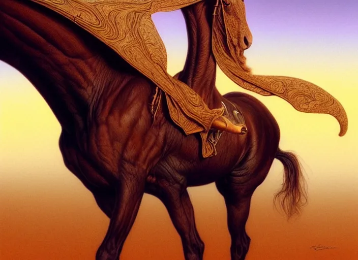 Prompt: horse standing in desert, intricate, elegant, highly detailed animal, digital painting, artstation, concept art, smooth, sharp focus, illustration, art by artgerm, bob eggleton, michael whelan, stephen hickman, richard corben, wayne barlowe, trending on artstation and greg rutkowski and alphonse mucha, 8 k