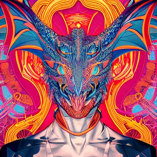 Image similar to Tristan Eaton, victo ngai, artgerm, symmetrical dragon portrait