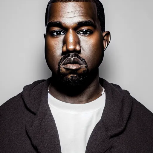 Image similar to the face of young kanye west wearing yeezy clothing at 3 4 years old, portrait by julia cameron, chiaroscuro lighting, shallow depth of field, 8 0 mm, f 1. 8