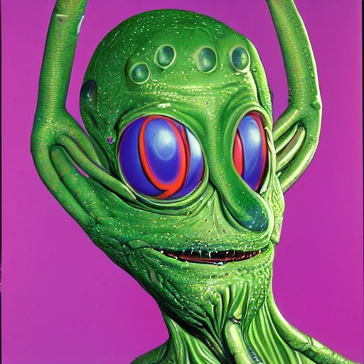 Image similar to a strange humanoid alien somewhere in the cosmos by kenny scharf