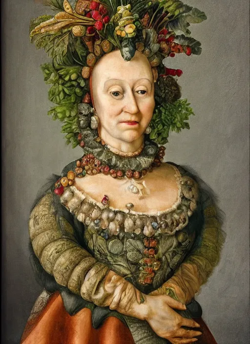 Image similar to a portrait of a noble woman in the style of gioseppo arcimboldo,