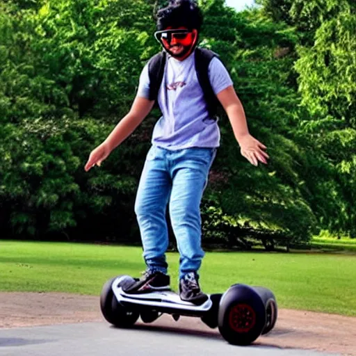 Image similar to tanmay bhat ~ on a hoverboard ~