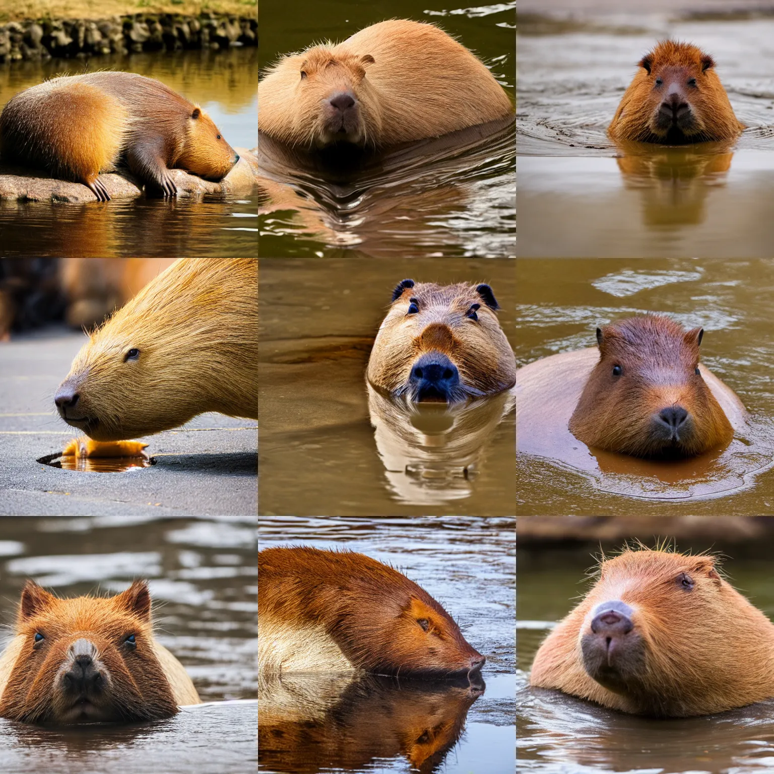 Prompt: capybara melting into a furry puddle, photography