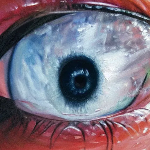 Prompt: a photorealistic painting of a human eye