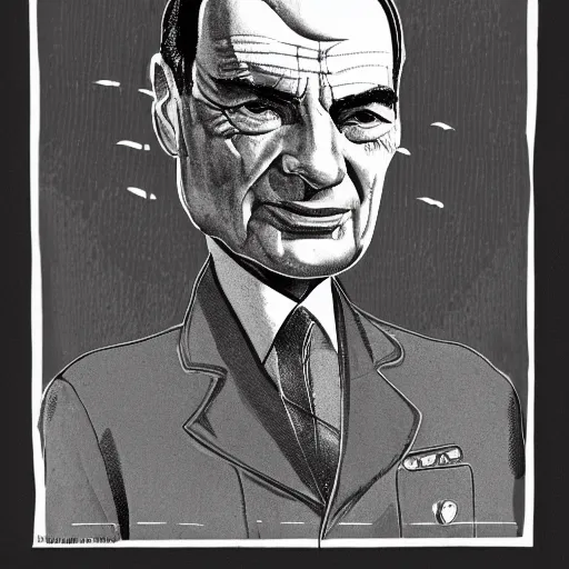 Prompt: portrait of Jacques Chirac, the prophet of the Common People, in the style of Soviet propaganda, high details, symmetrical face