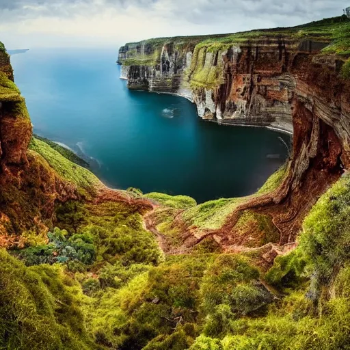 Image similar to beautiful photograph of a lush natural scene on an alien planet featured in sony world photography awards 2 0 3 0. extremely detailed. beautiful landscape. weird vegetation. cliffs and water.