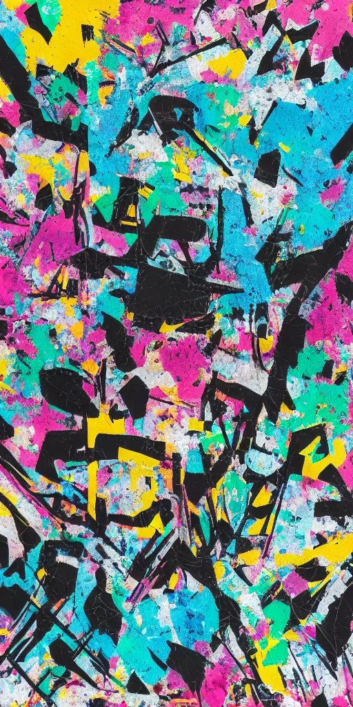 Image similar to highly colorful, minimal, simplistic, amazing simple composition, vaporwave, Gertrude Abercrombie, minimalistic graffiti masterpiece, minimalism, 3d abstract render overlayed, black background, psychedelic therapy, trending on ArtStation, ink splatters, pen lines, incredible detail, creative, positive energy, happy, unique, negative space, face, artgerm