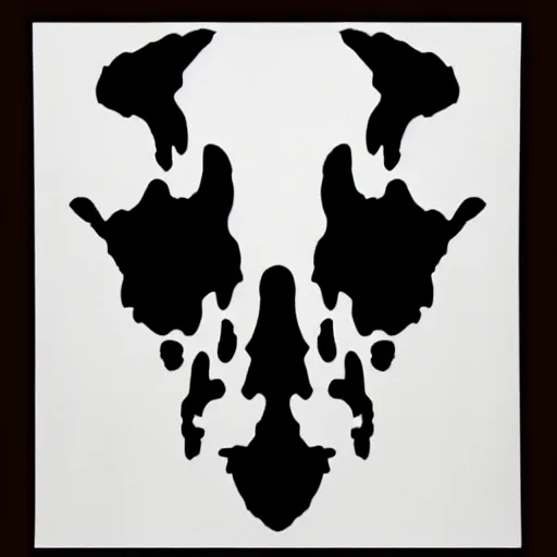 Prompt: one big inkblot on the paper, rorschach test, symmetrical