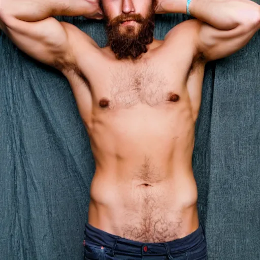 Image similar to high-resolution photograph of a lad showing off his hairy armpits