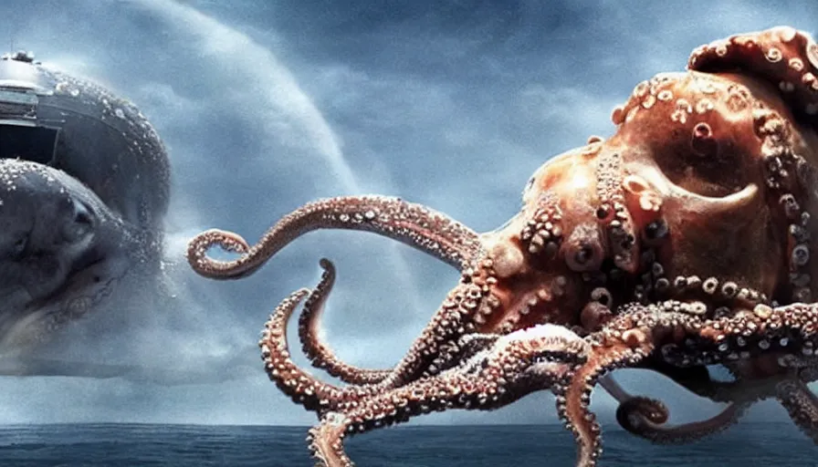 Image similar to Movie about an octopus attacking a nuclear submarine