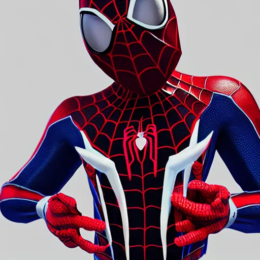 Image similar to Miles Morales in a Spider-Man costume designed by Dapper Dan, photorealistic, cinematic, 8k, artstation