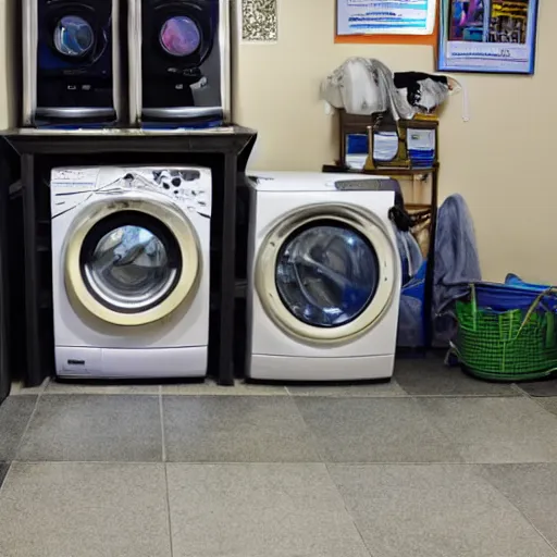 Image similar to a place of worship for the religion of technology where true believers can pray to the washing machine