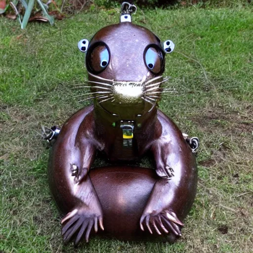 Prompt: river otter made of mechanical steampunk parts