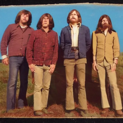 Image similar to 1 9 7 0 s folk band promo photo, fine detailed, photorealistic, portrait