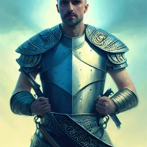 Image similar to attractive king arthur pendragon | | sunny, dreamlike art, realistic shaded, fine details, 4 k realistic, cryengine, realistic shaded lighting poster by greg rutkowski, magali villeneuve, artgerm, jeremy lipkin and michael garmash and rob rey