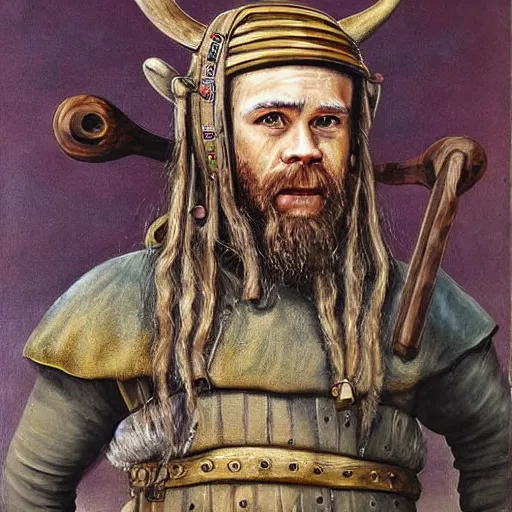 Image similar to a Viking painted by Heraldo Ortega, highly detailed