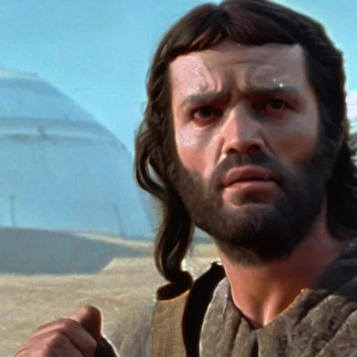 Image similar to a film still of abel ( from the bible ) in star wars 1 9 7 7, realistic, photorealistic