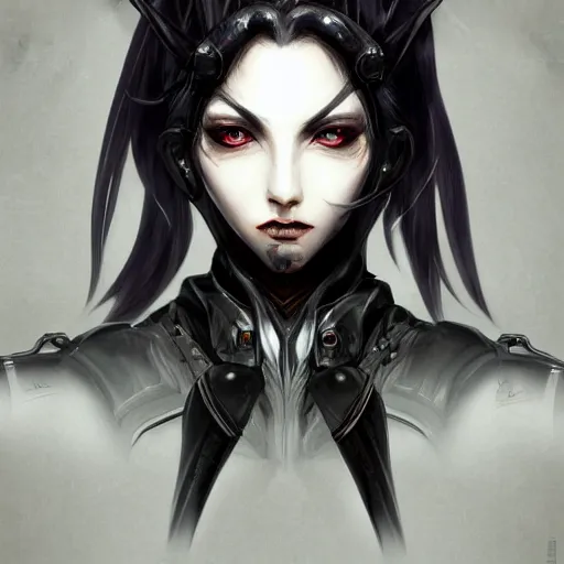 Prompt: portrait of a female dark elf witch by ayami kojima, she is about 2 0 years old, american, black hair, introvert, she is wearing a modern tactical gear, scifi, highly detailed portrait, digital painting, artstation, concept art, smooth, sharp foccus ilustration, artstation hq