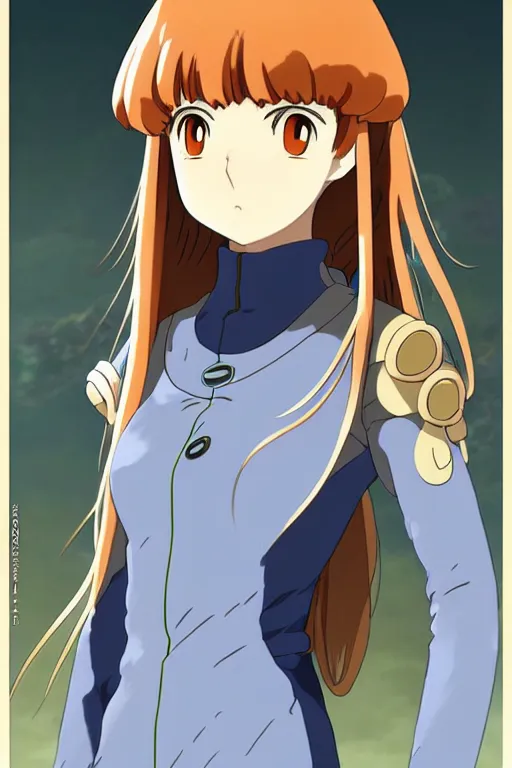 Image similar to anime art full body portrait character nausicaa concept art, anime key visual of elegant young female, brown hair and large eyes, finely detailed perfect face delicate features directed gaze, sunset in a valley, trending on pixiv fanbox, studio ghibli, extremely high quality artwork by hayao miyazaki by kushart krenz