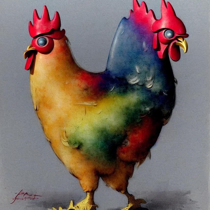 Image similar to ( ( ( ( ( 1 9 5 0 s retro future robot rooster. muted rainbow colors. ) ) ) ) ) by jean - baptiste monge!!!!!!!!!!!!!!!!!!!!!!!!!!!!!!