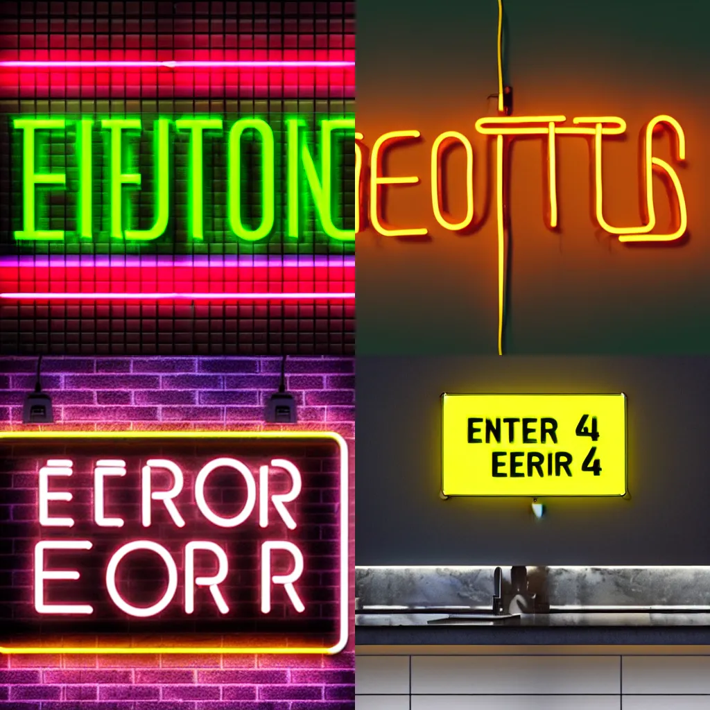 Prompt: neon sign with text that reads : error _ 4 0 4