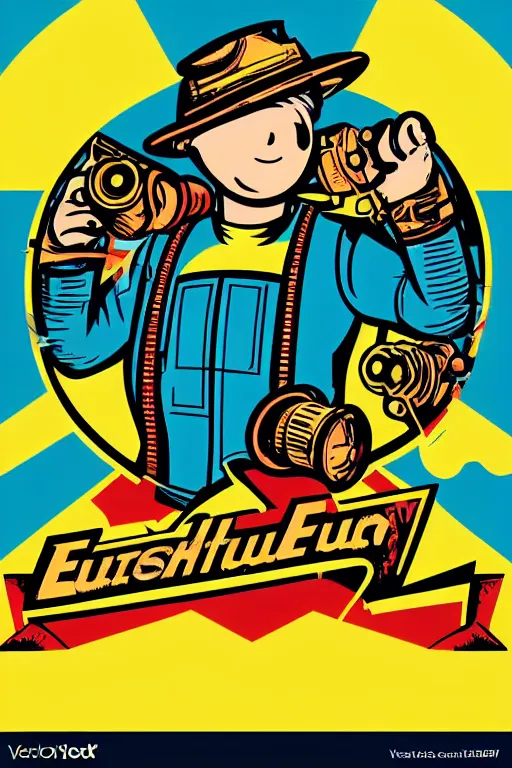 Image similar to fallout 7 6 retro futurist illustration art by butcher billy, sticker, colorful, illustration, highly detailed, simple, smooth and clean vector curves, no jagged lines, vector art, smooth andy warhol style