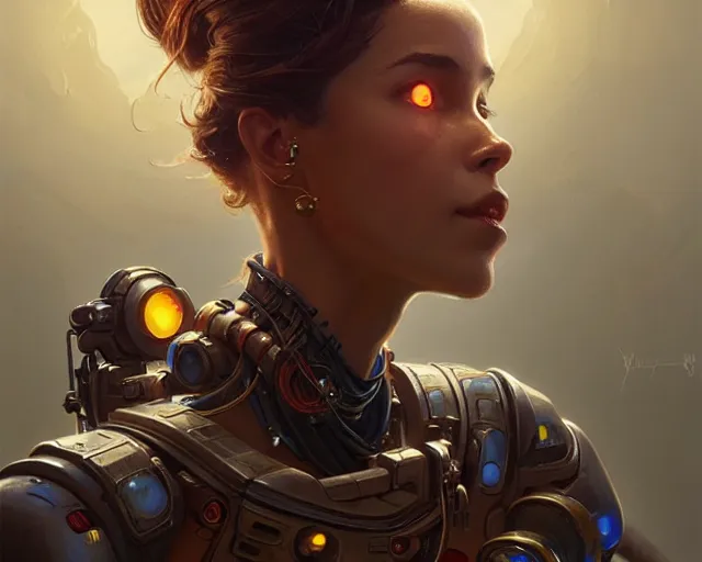 Image similar to shortcircuit johnny 5, deep focus, d & d, fantasy, intricate, elegant, highly detailed, digital painting, artstation, concept art, matte, sharp focus, illustration, hearthstone, art by artgerm and greg rutkowski and alphonse mucha