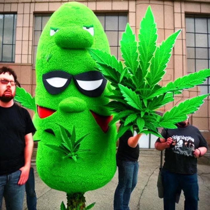 Prompt: giant angry anthropomorphic angry marijuana plant