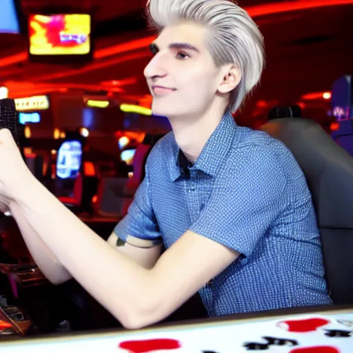 Image similar to really handsome gigachad xqc gigachad gambling : : realistic : : 1 dslr : : 1 - - quality 2